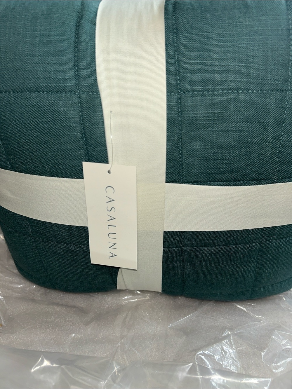 Casaluna King Heavyweight Linen Blend Quilt Dark Teal Blue